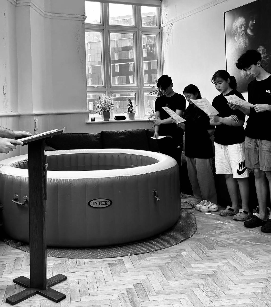 London Student Mission members gathered for a baptism