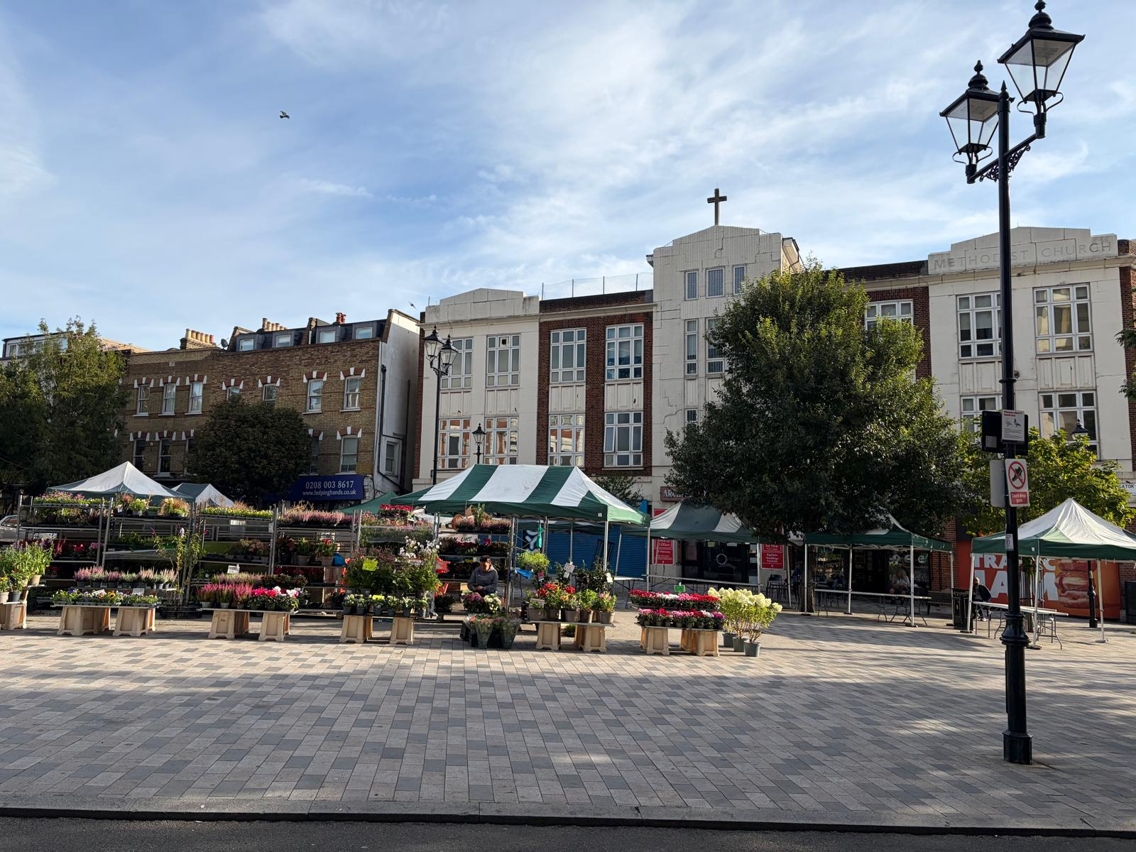 Archway square and Archway Methodist Church, London